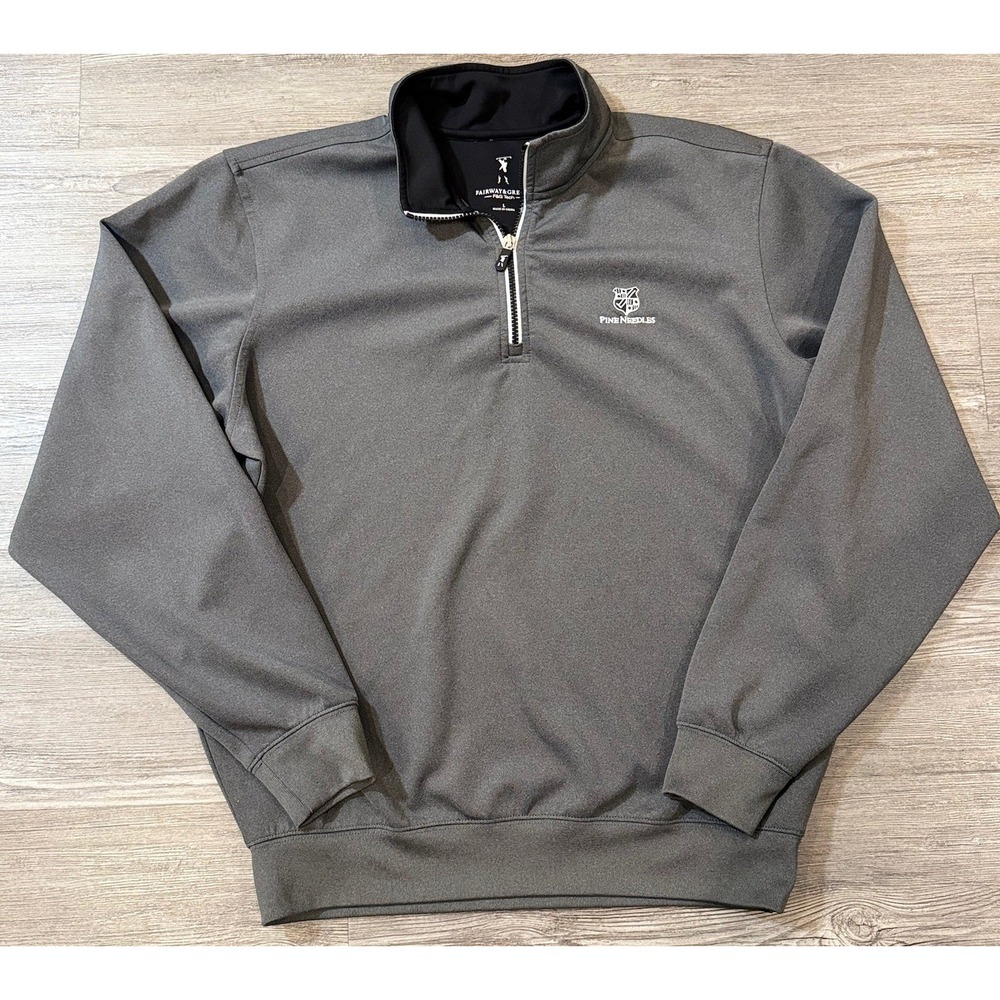 Fairway & Greene F&G Tech 1/4 Zip Pullover Men's L Gray Pine Needles Golf